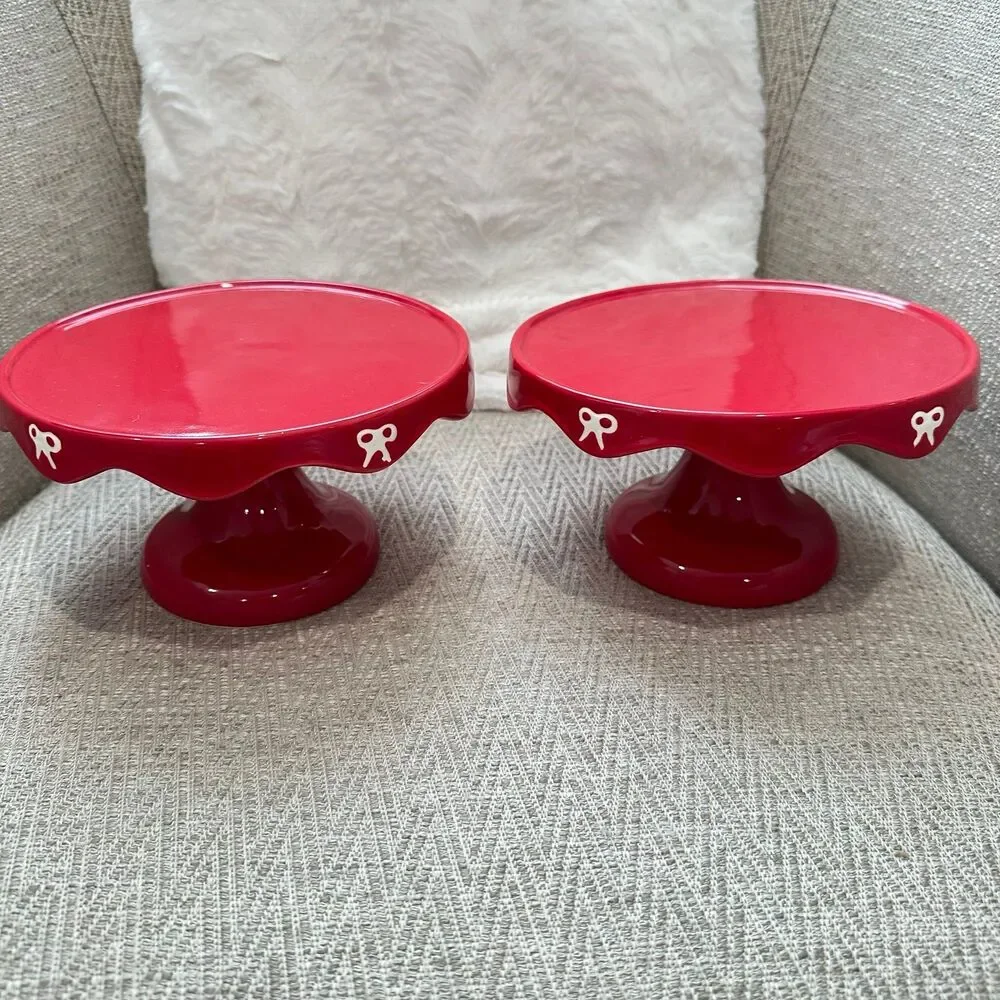 Target Bullseye's Christmas 2025 Ceramic Red Holiday Cake Stand 4